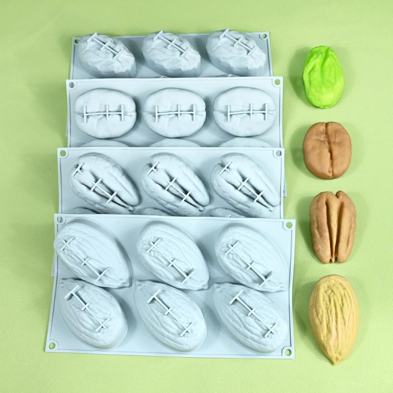 Kitchen Design For Baking - 6-Cell Silicone Chocolate Mold Pistachios Pecan