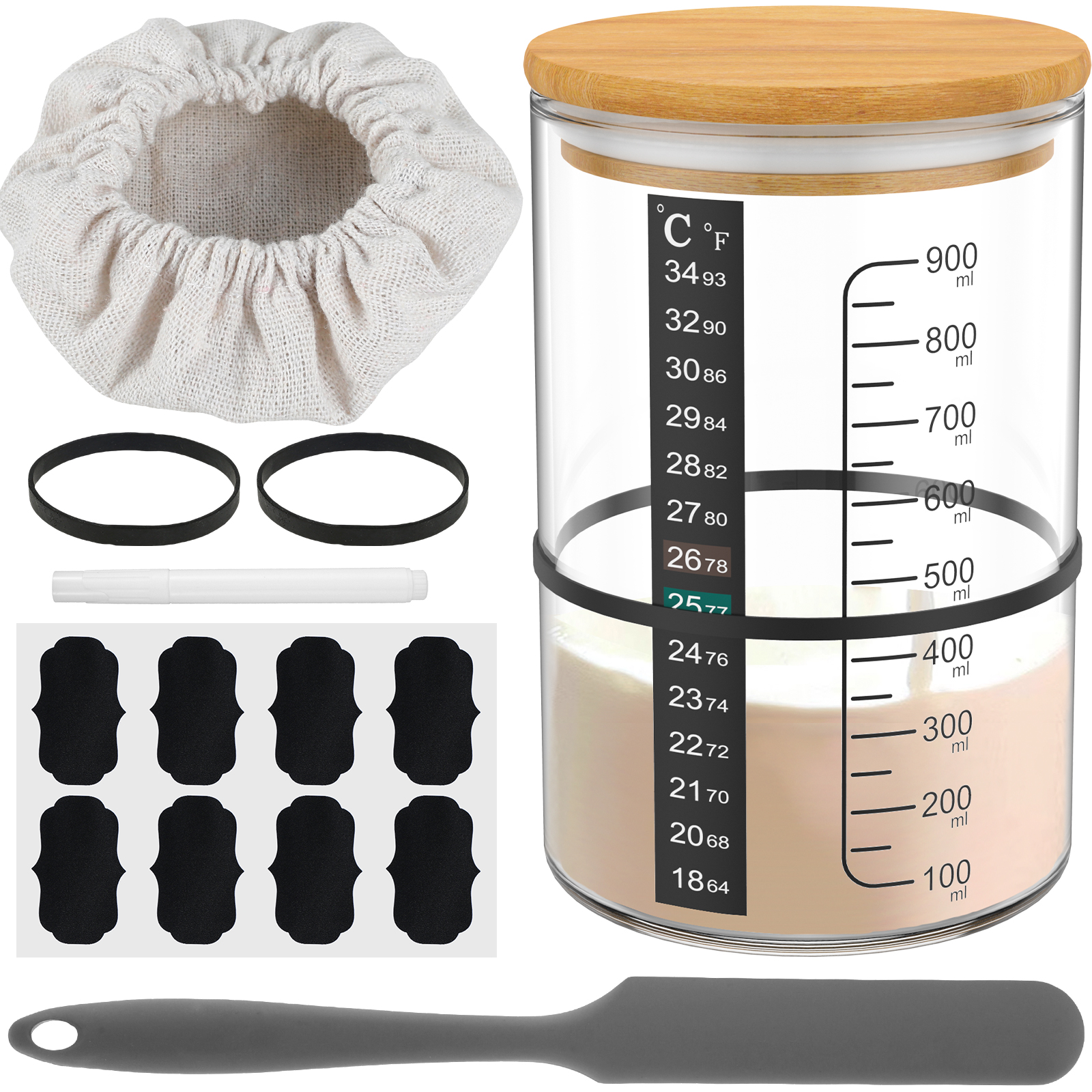 Kitchen Baking Storage Containers - Sourdough Starter Jar 900ml Fermentation Container