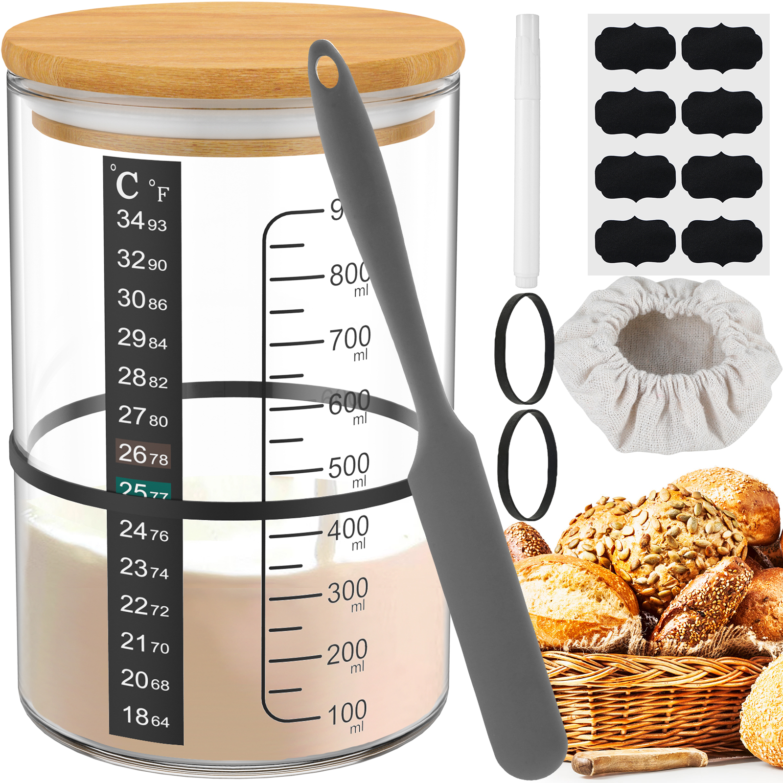 Kitchen Baking Storage Containers - Sourdough Starter Jar Kit Sourdough Starter
