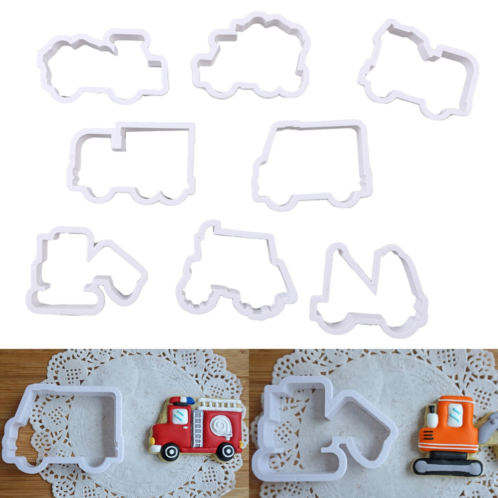 Kitchen Design For Baking - 8Pcs Cute Car Design Plastic Cookie