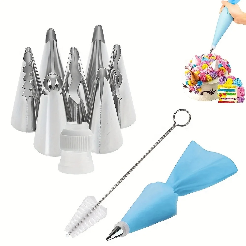 Piping Bag Disposable - 8/10Pcs Russian Piping Tips Set, Icing