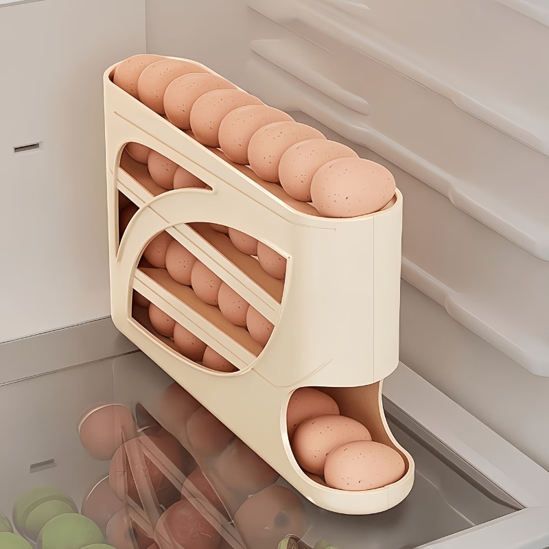 Kitchen Baking Tins - 1Pcs Auto Rolling Egg Dispenser Fridge