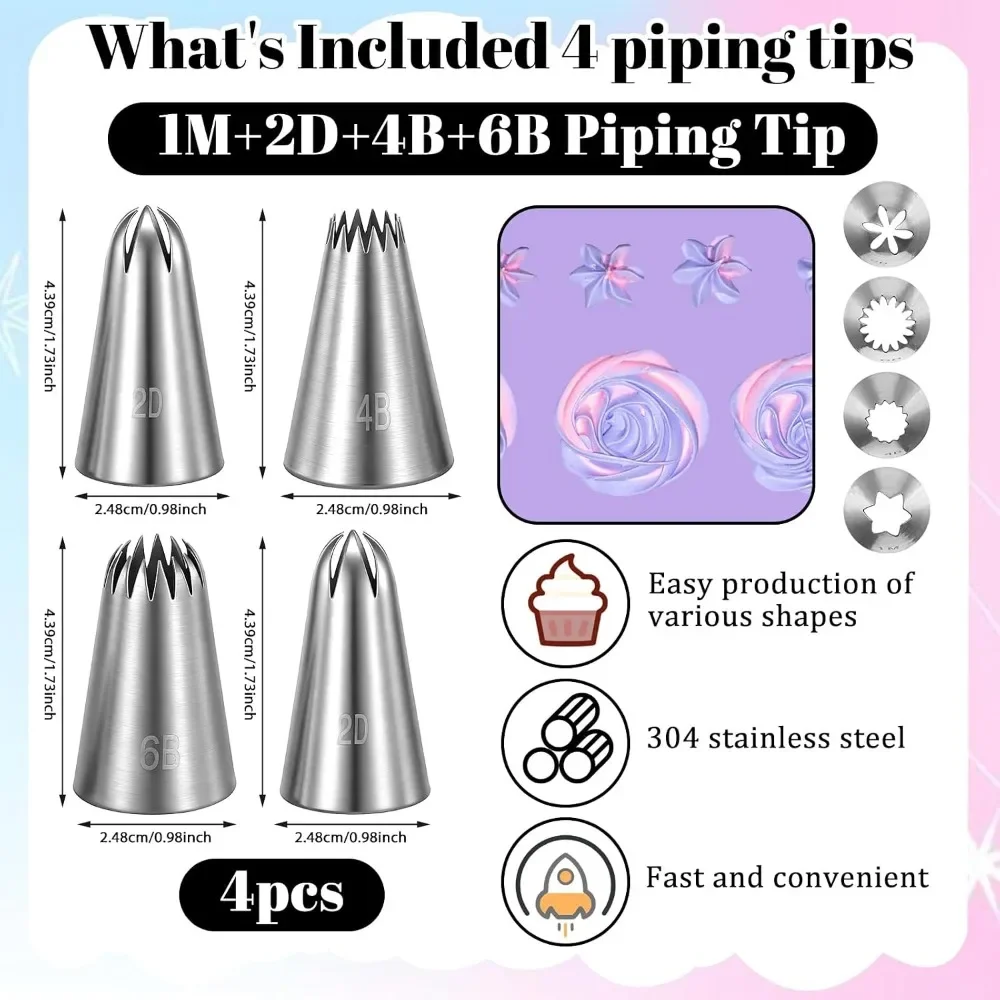 Large Piping Tips Set, 4PCS St - огляд і ціна Decorating Tip Set