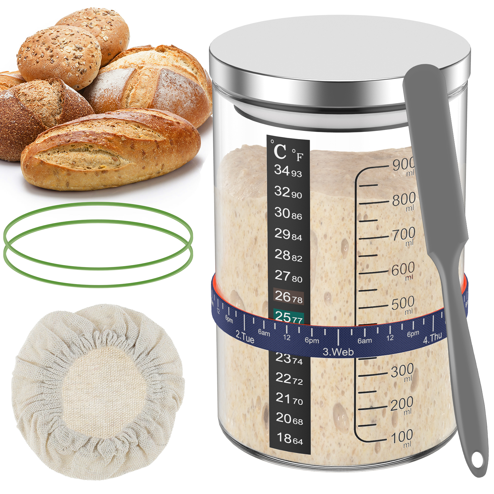 Sourdough Starter Jar Kit 900m - огляд і ціна Kitchen Baking Storage Containers