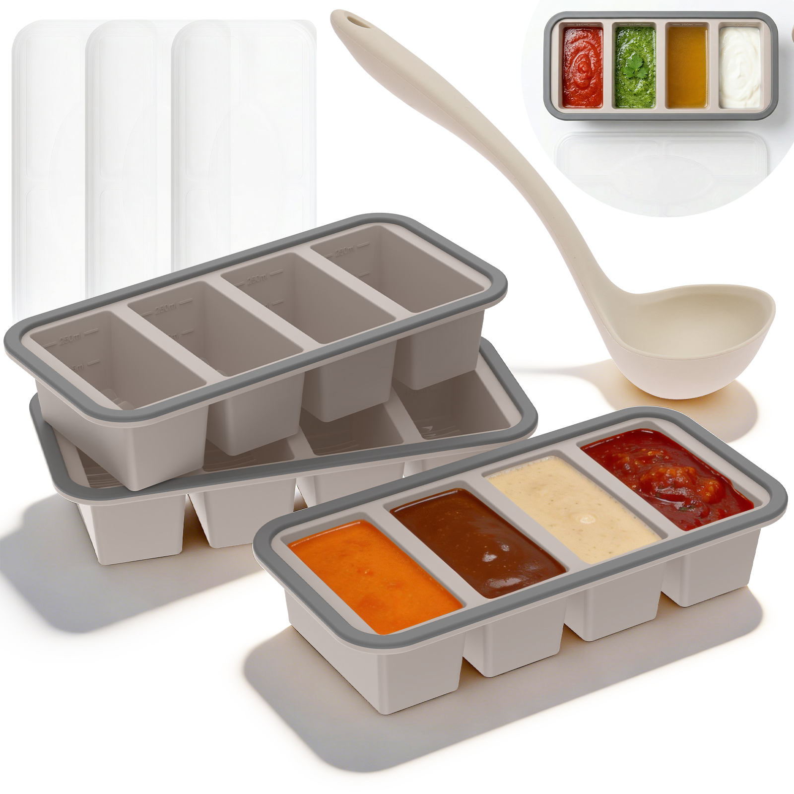 3Pcs Silicone Freezer Trays wi - огляд і ціна Kitchen Baking Storage Containers